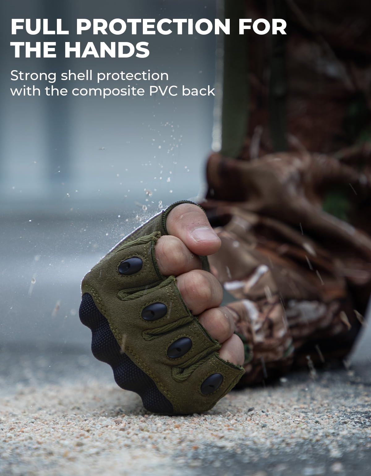 KEMIMOTO Fingerless Tactical & Motorcycle Gloves for Men, Outdoor Work Sports, Cycling, Hunting, Hiking & Camping