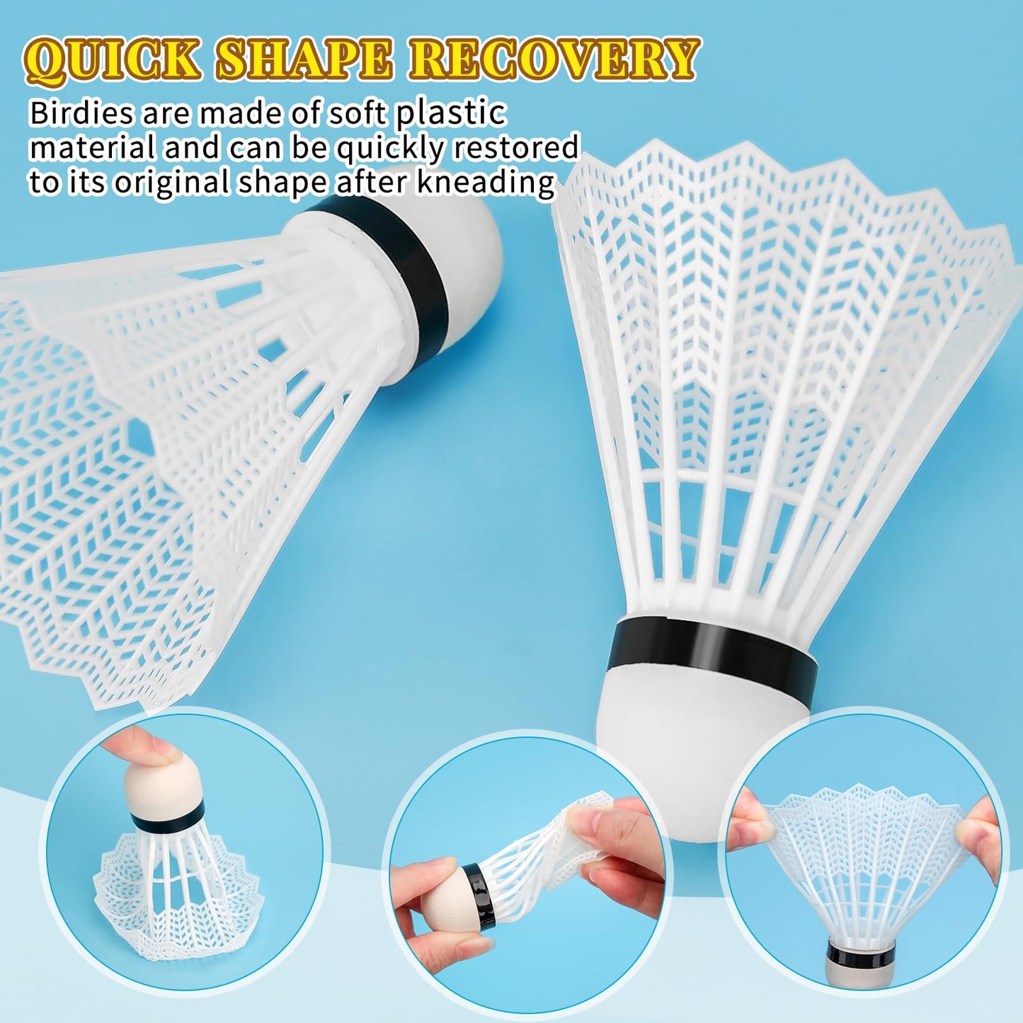 Hysagtek 12 Pcs Badminton Birdies Badminton Shuttlecocks, Shuttle Balls for Indoor Outdoor Sport Ball Training Exercise Gym Fitness Game (White)