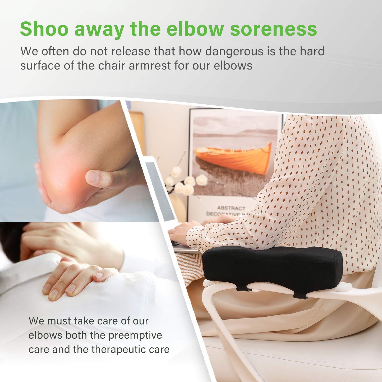 LargeLeaf Extra Thick 2 inches Ergonomic Office & Gaming Chair with Memory Foam Armrest Pads - 2-Piece Set