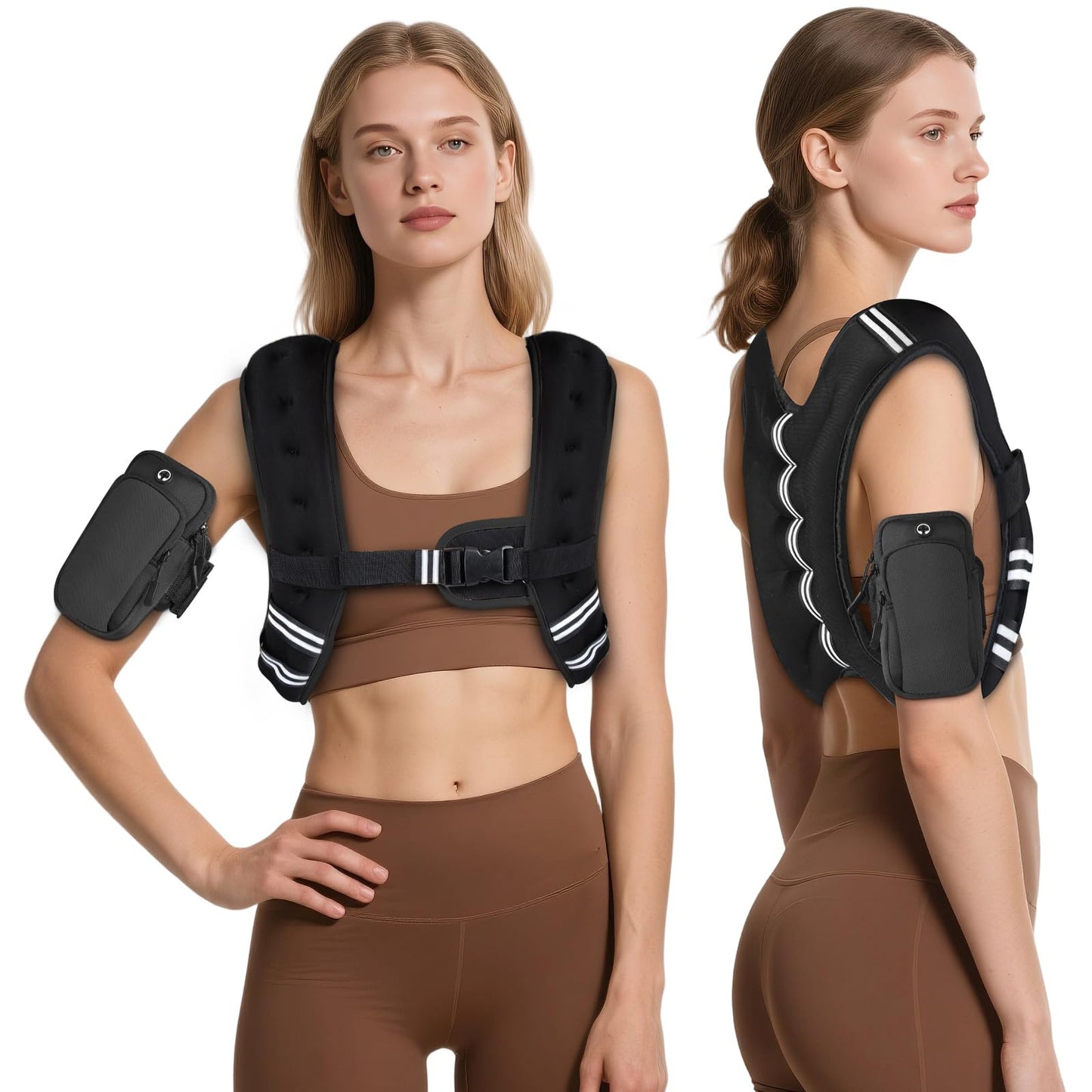 GEEBOBO Weighted Vest for Women Men, 8lb/12lb/16lb/20lb/25lb/30lb Weighted Vest Woman Adjustable Weights for Walking, Strength Training, Running, 12Lbs, Black