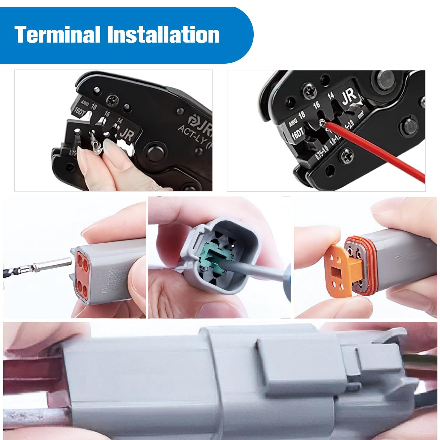 Nilight 2 3 4 6 8 12 PIN DT Connector Kit 50 Sets Size 16 Stamped Formed Contacts for 14-18 AWG Wires DT Series w/Removal Tool for Car Truck Motorcycle Off-Road Vehicles Boat