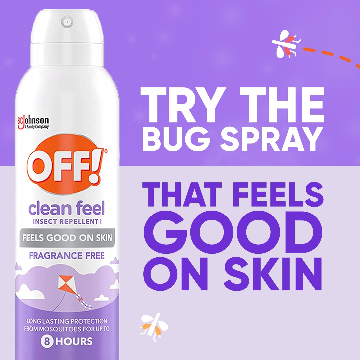 OFF! Clean Feel Insect Repellent Aerosol with 20% Picaridin, Bug Spray with Long Lasting Protection from Mosquitoes and Ticks, Feels Good on Skin, 5 oz