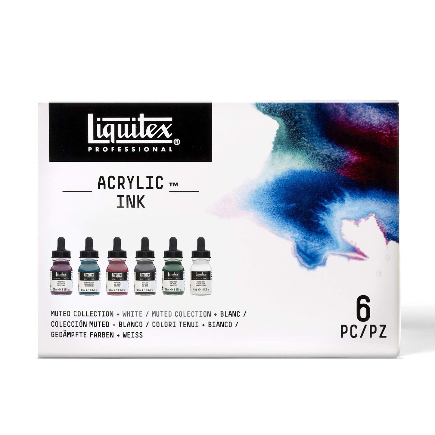 Liquitex Professional Acrylic Ink, 1-oz (30ml), Muted Collection, Set of 6