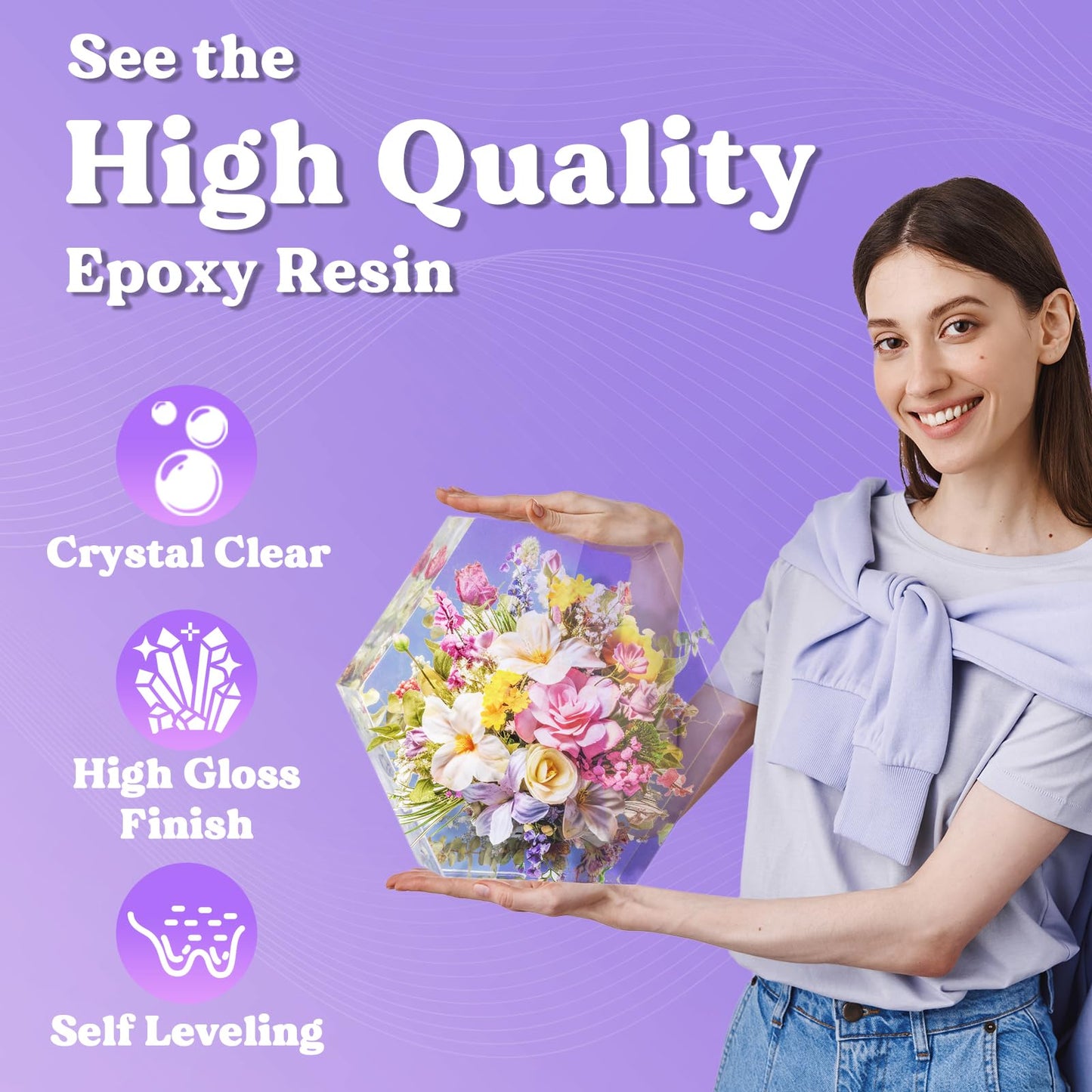 LET'S RESIN 1/2 Gallon Casting Epoxy Resin,Bubble Free & Crystal Clear Epoxy Kit,2 Part Resin and Hardener for Jewelry Making,Crafts,Tumbler,Art