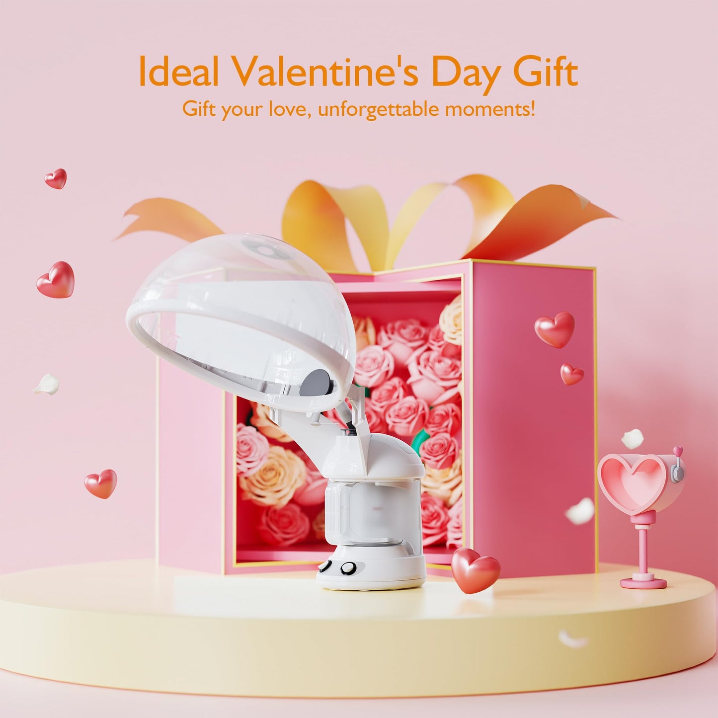 EZBASICS Hair Steamer 2 in 1 Ion Facial Steamer with Extendable Arm Table Top Hair Humidifier Hot Mist Moisturizing Facial Atomizer Spa Face Steamer Design for Personal Care Use at Home 1 Pack + 2Uses