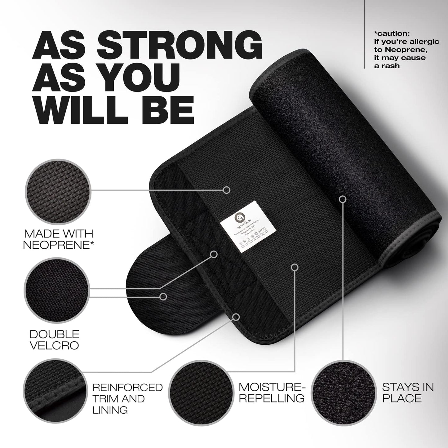 ActiveGear Waist Trimmer Belt for Stomach and Back Lumbar Support, Medium: 8" x 42" - Silver