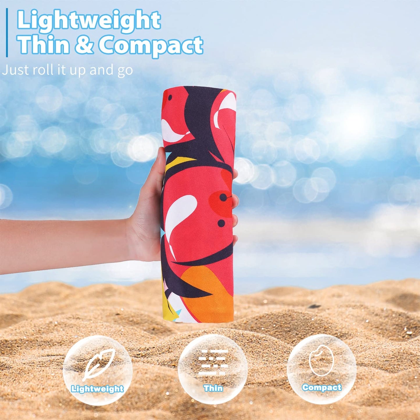 Microfiber Thin Beach Towel Lightweight 71x32 Oversized Extra Large Sand Free Towels Fast Dry for Travel Pool Camping Sports Beach Accessories Vacation Essential Gift