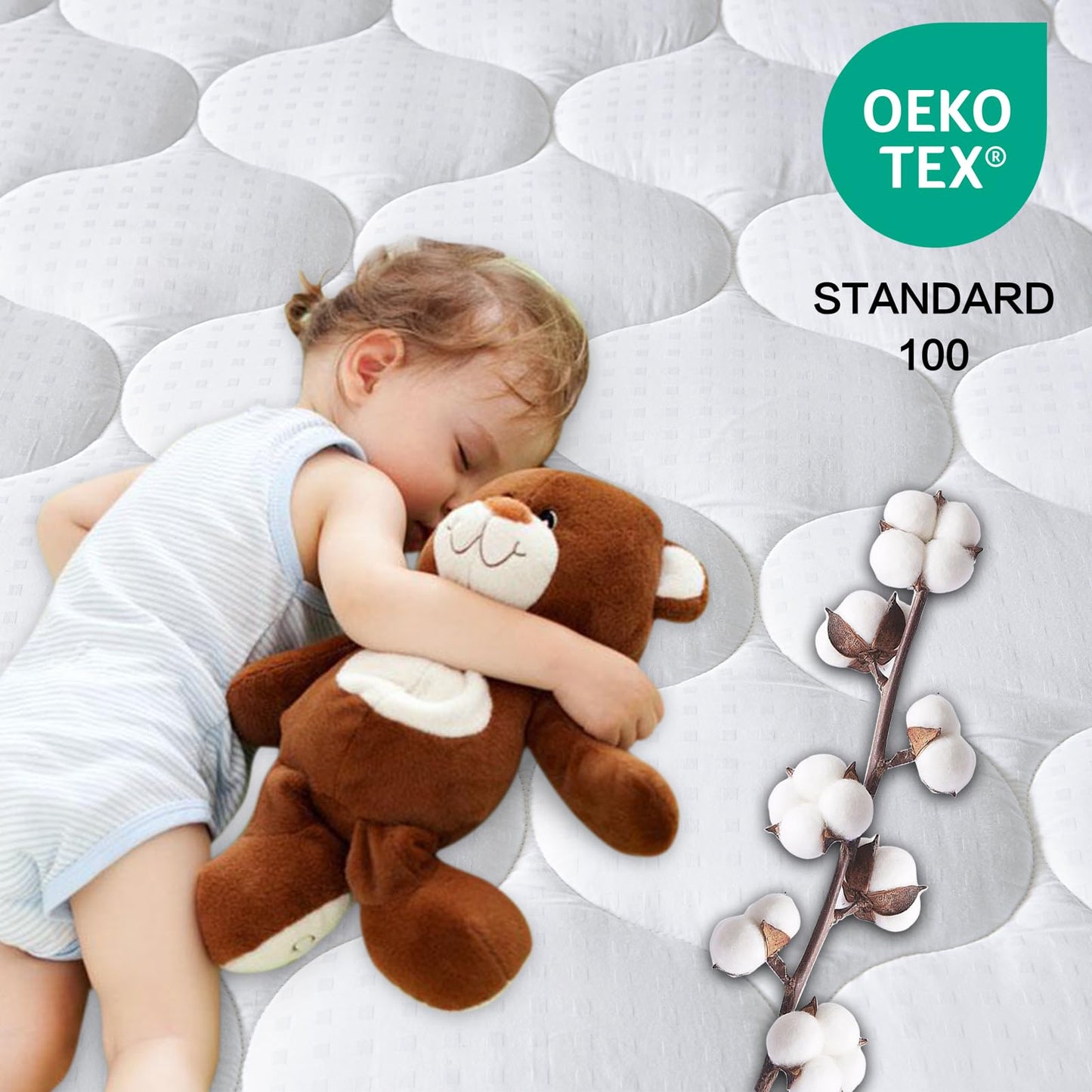 LEISURE TOWN King Mattress Pad Fitted Quilted Cotton Mattress Cover Cooling Soft Pillow Top Mattress Topper with Down Alternative Filling Mattress Protector with 8-21 Deep Pocket (78x80 White)