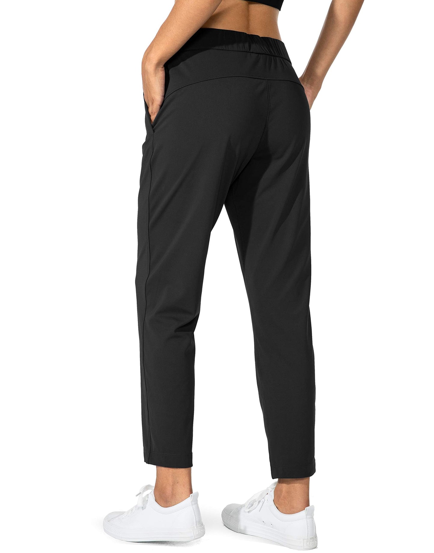 G Gradual Women's Pants with Deep Pockets 7/8 Stretch Sweatpants for Women Athletic, Golf, Lounge, Work (Black, Small)