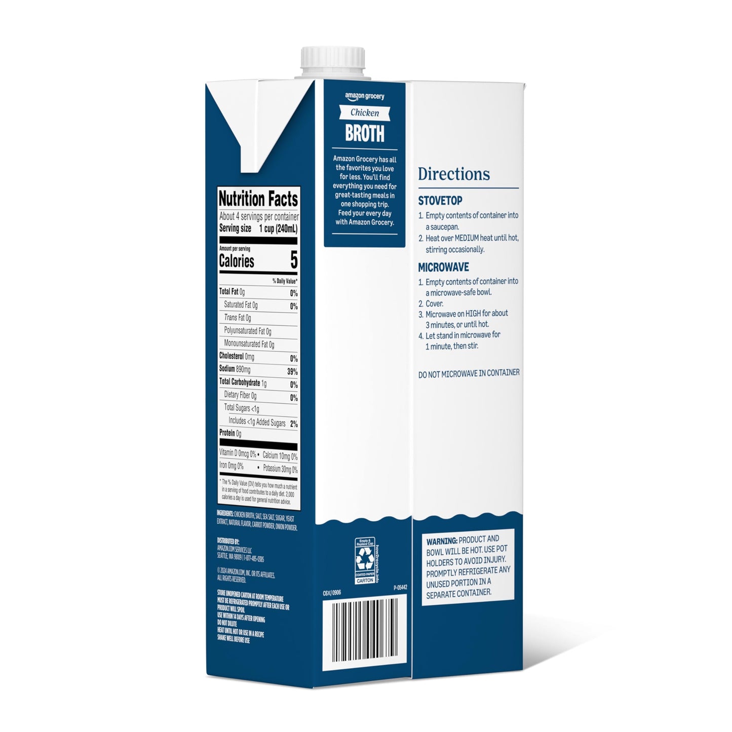 Amazon Grocery, Chicken Broth, 32 Oz (Previously Amazon Fresh, Packaging May Vary)