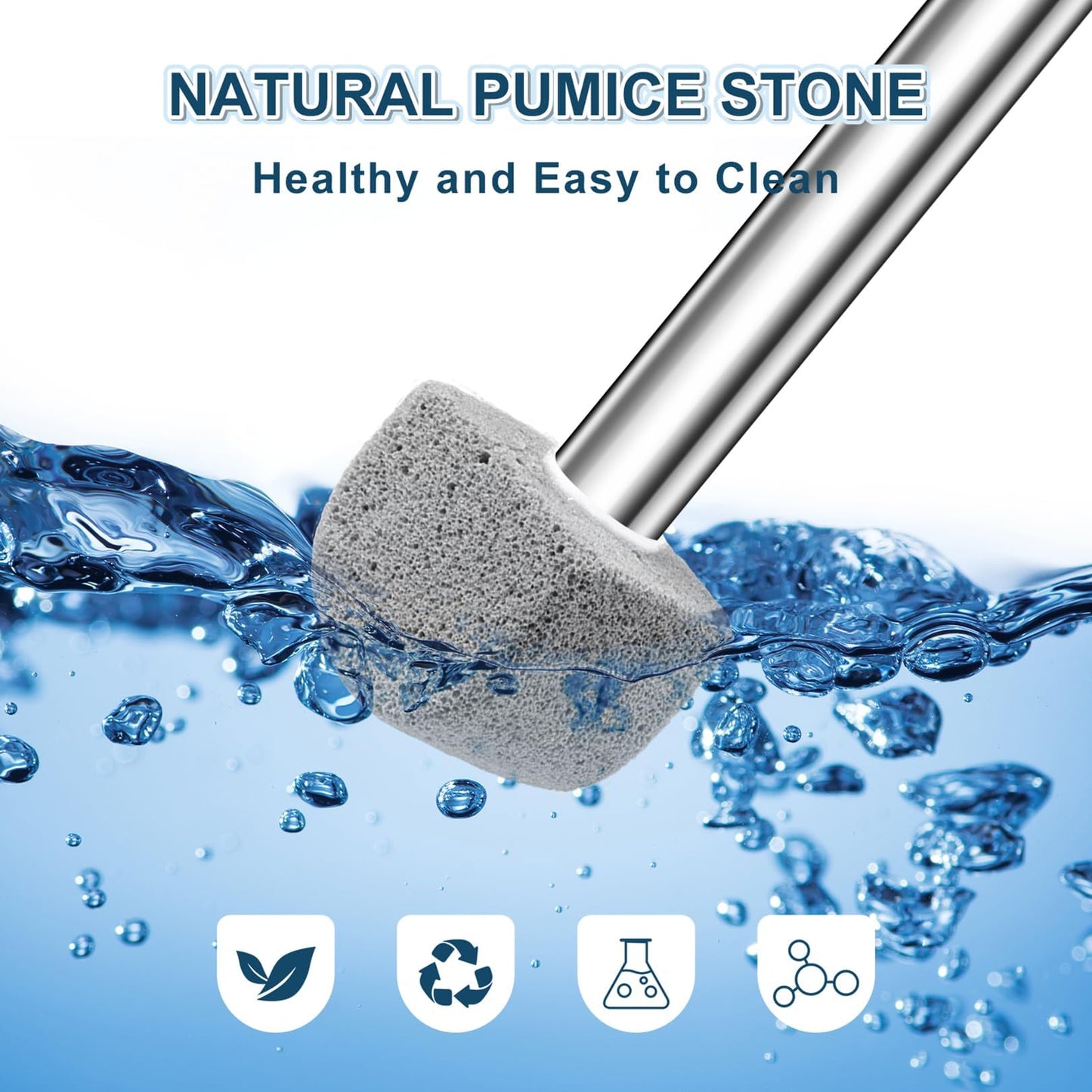 Pumice Stone Toilet Bowl Cleaner,16.7Inch Toilet Pumice Stone with Handle Cleans Hard Water Ring Calcium Buildup&Stains for Toilet Bath Kitchen Household Cleaning