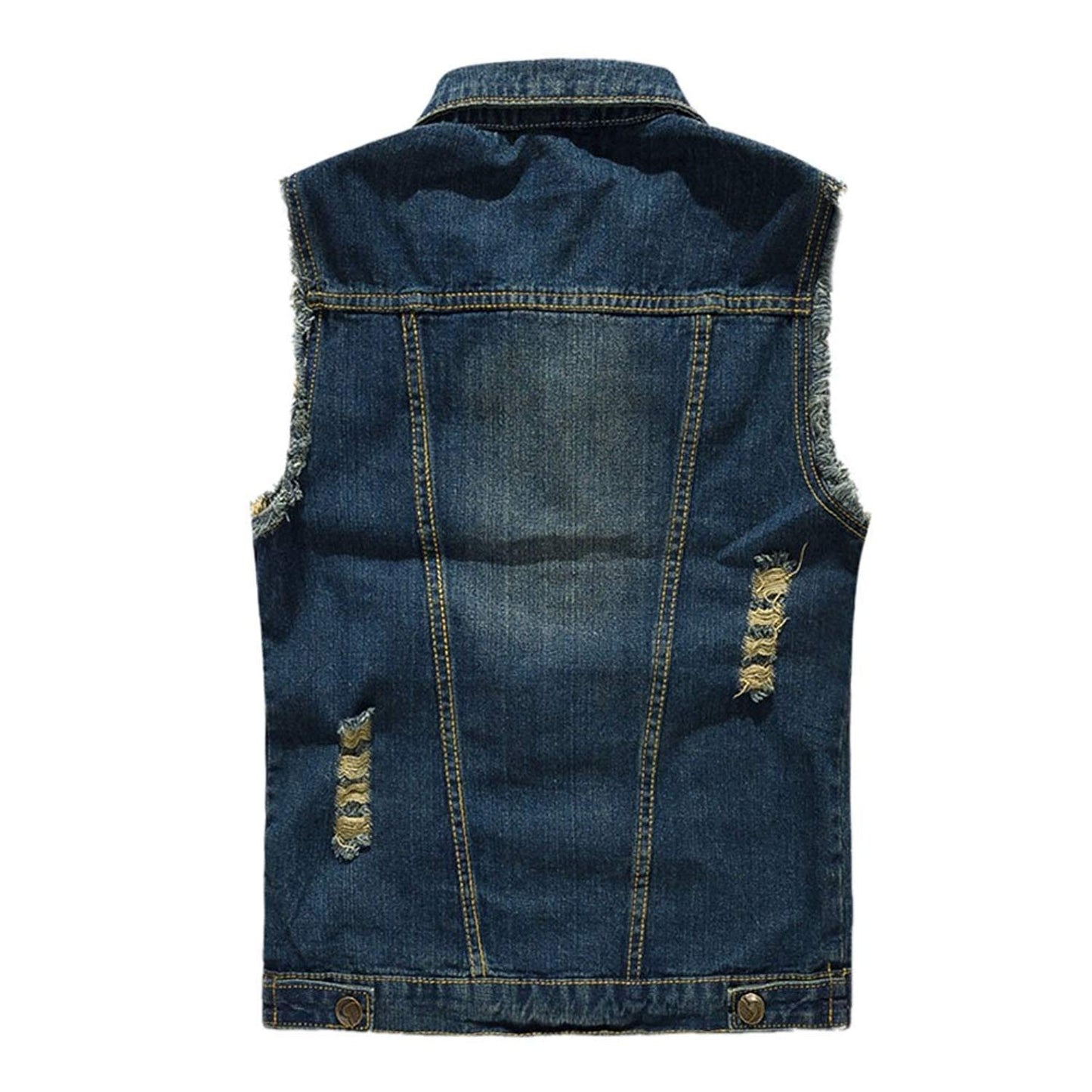 NASKY Men's Fit Retro Ripped Denim Vest Sleeveless Lapel Jean Vest Jacket Waistcoat Top(Small,Dark blue)