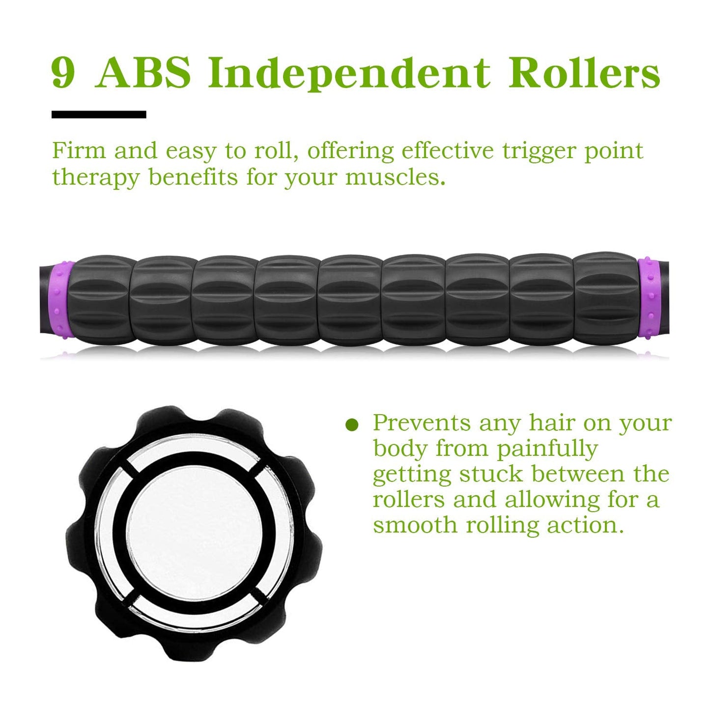 MZDXJ Muscle Roller Massage Roller Stick for Athletes, Help Reducing Muscle Soreness Cramping Tightness Leg Arms Back Calves Muscle Massager(Purple Black- 18 inch)