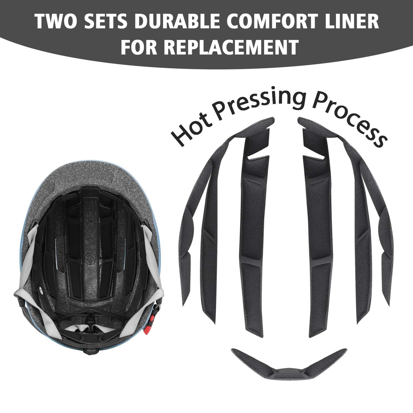 SLANIGIRO Adult Bike Helmet for Men Women - Bicycle Urban Road Helmet with Replacement Pads - Adjustable Fit System & Tail Light
