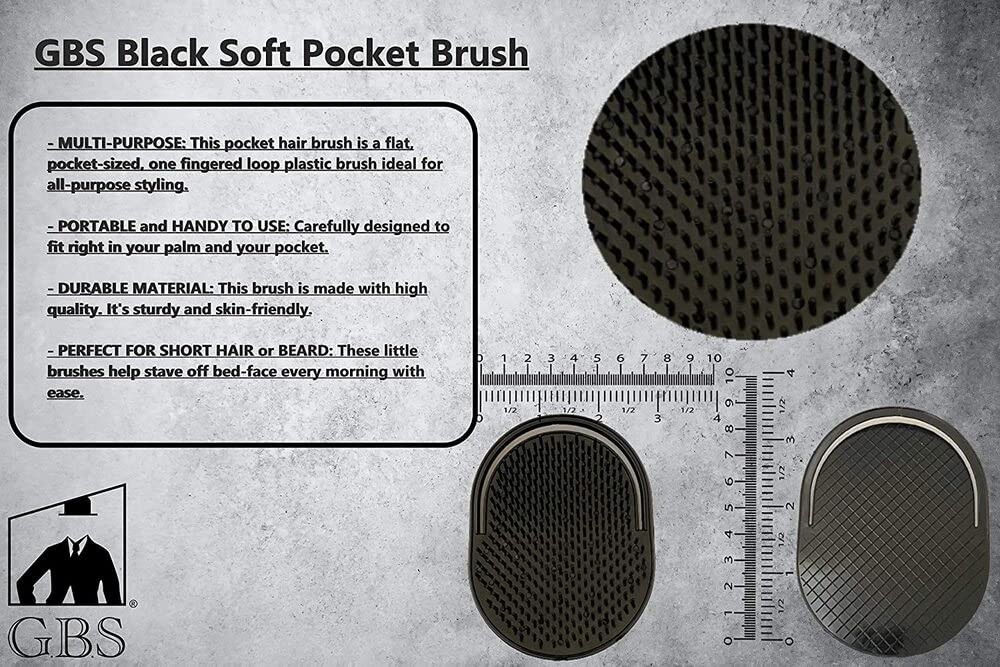 G.B.S Pocket Palm Brush Portable Comb Massager for Pet Hairs, Black, Pack of 2
