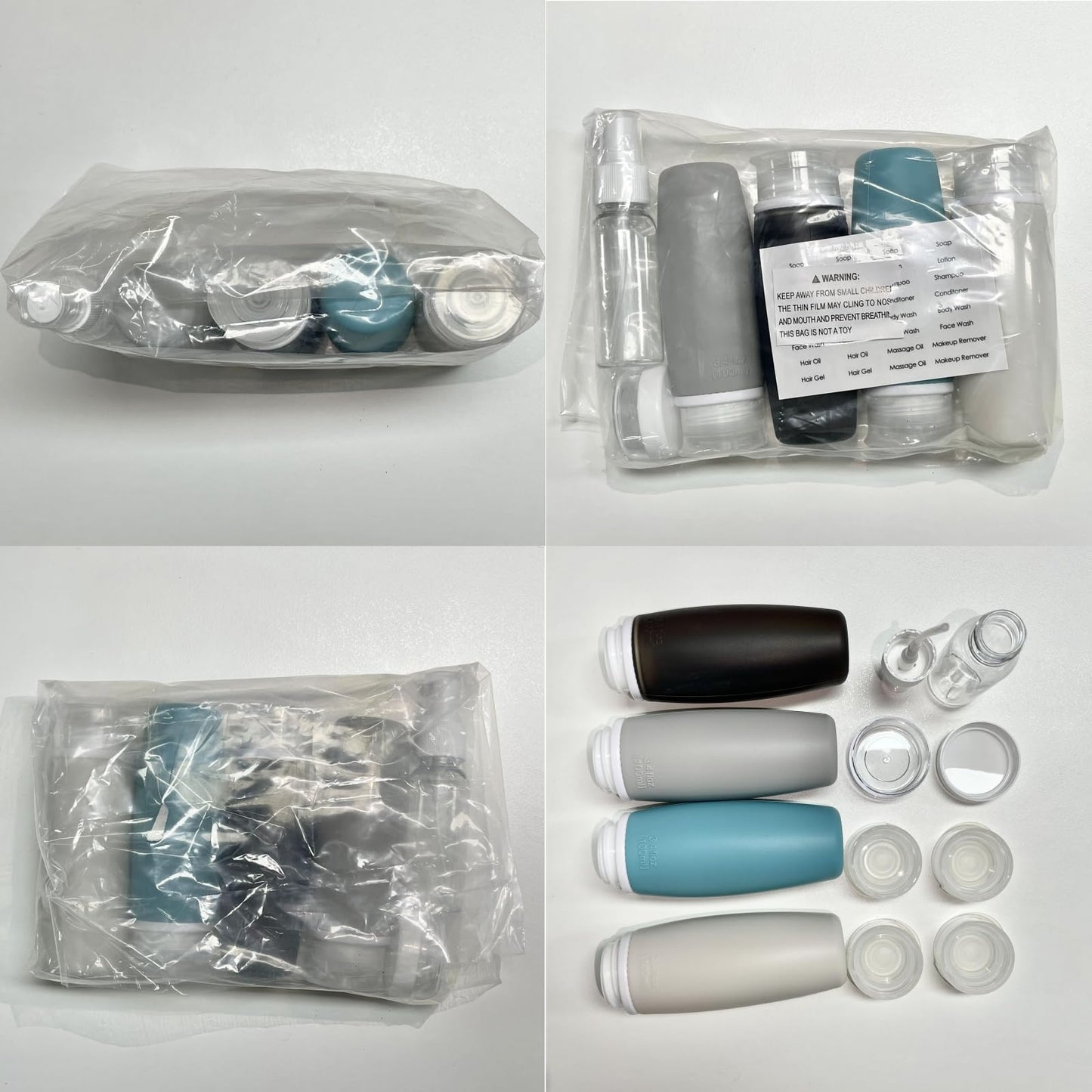 PACKISM TSA Approved Toiletry Bottles - 6 Pack Leak Proof 3.4oz Silicone Travel Bottles for Toiletries, BPA Free Leak Proof Refillable Travel Accessories (Not come with content inside the bottle)