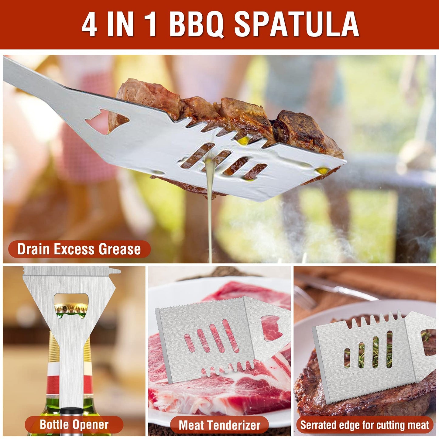 Grill Tools 122PCS Grilling Gifts for Men, for Fathers Day, Christmas, Grill Set BBQ Griddle for Outdoor Grill for Blackstone Weber Traeger Pit Boss Smoker Accessories