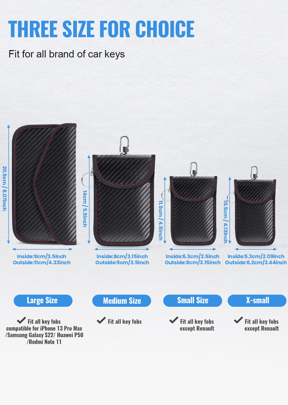 lanpard Faraday Pouch Bag for Car Keys, RFID Signal Blocking Holder, Key Fob Cage Protector, Block Signal Anti-Theft Fob Case, Small Size (3.15 x 4.5 inches), 2 Pack