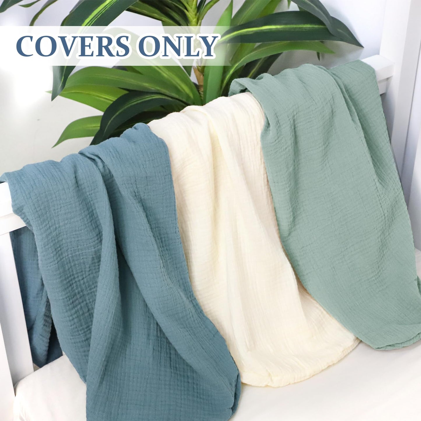 Muslin Baby Lounger Cover Soft Organic Cotton Slipcover Fits Newborn Lounger for Baby Boys and Girls (Blue)