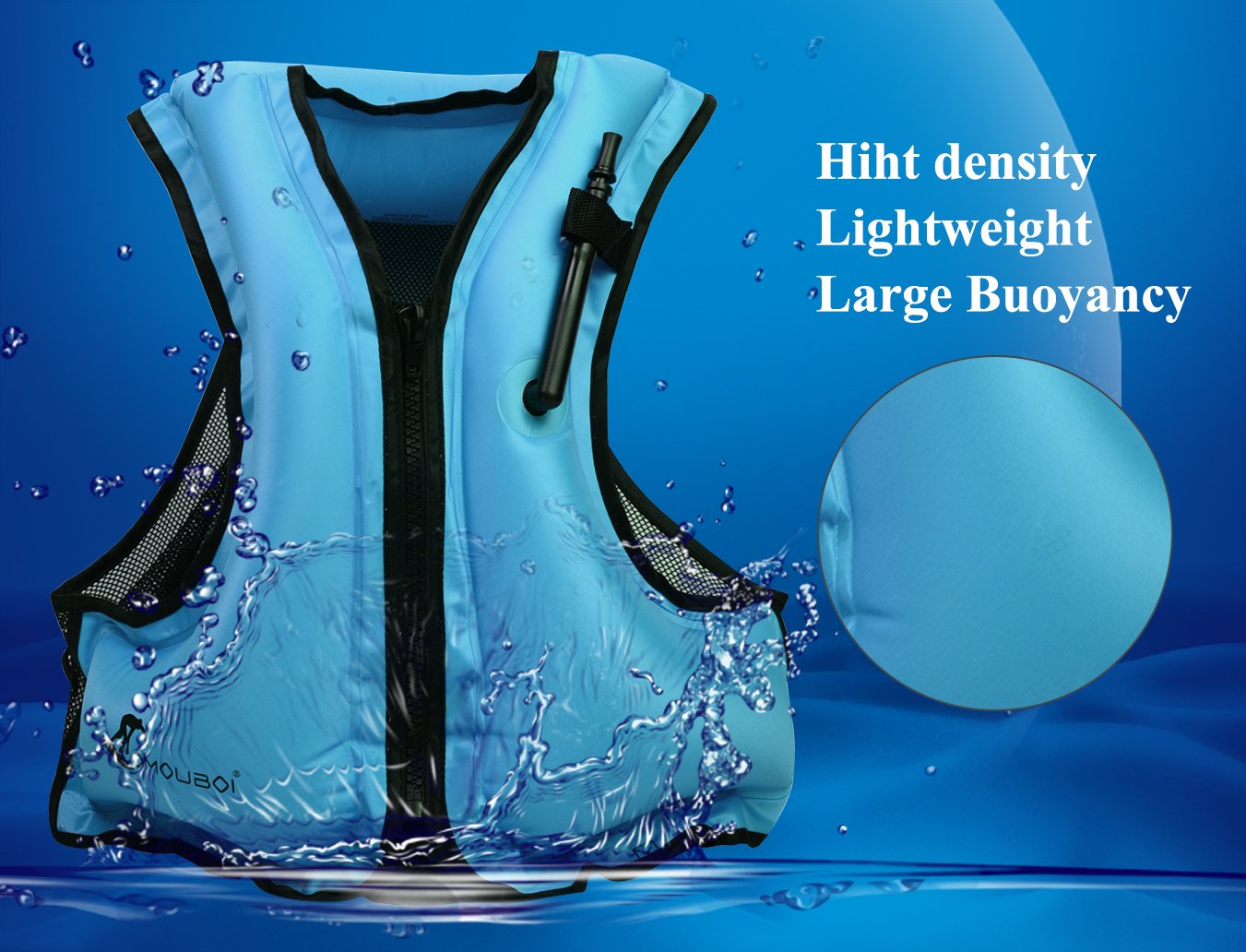 OMOUBOI Inflatable Snorkel Vest Kayak Inflatable Buoyancy Vest for Adults Snorkel Jackets for Swimming Snorkeling Paddling Boating Water Sports Beginner Adults-Only 105-220 lbs