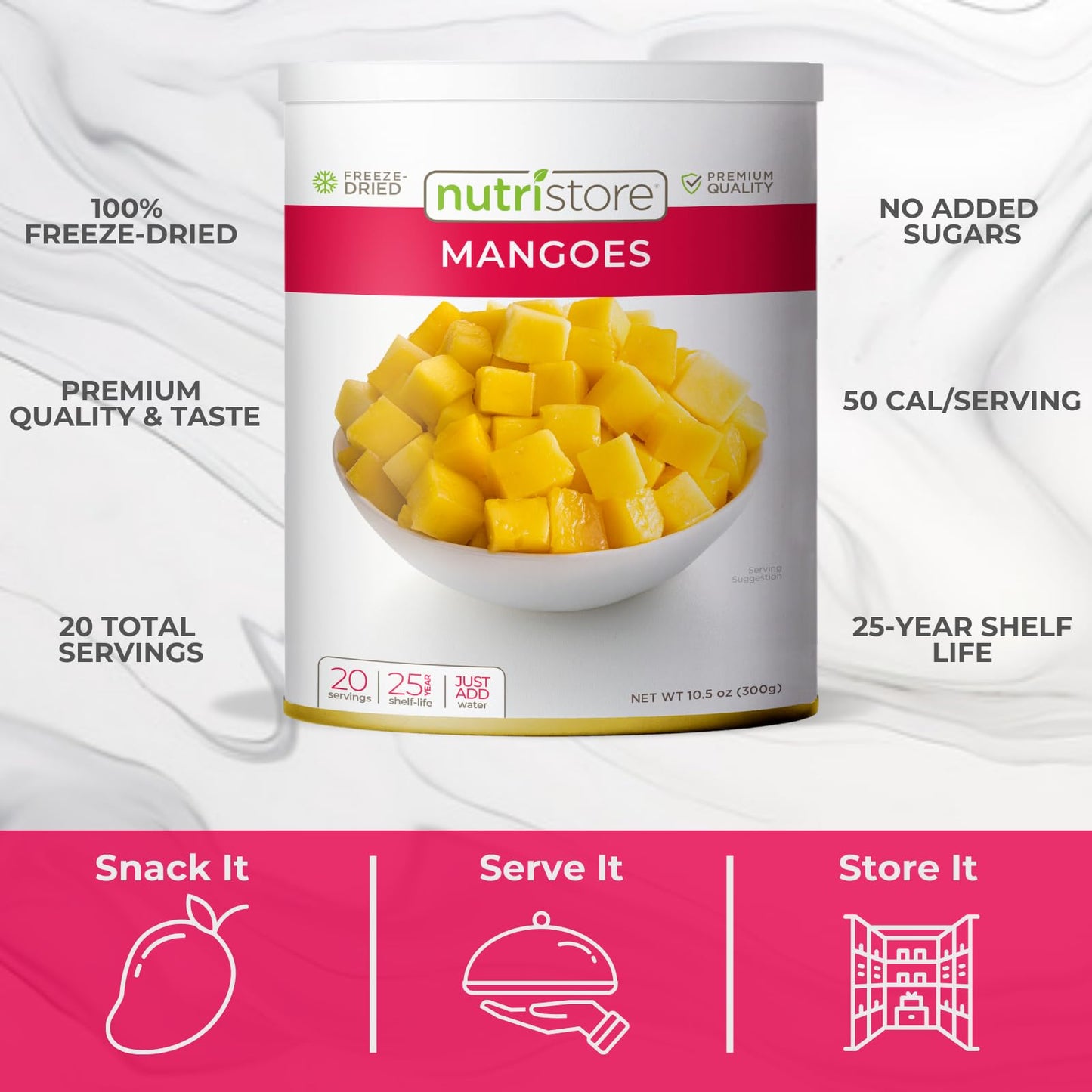 Nutristore Freeze Dried Mangoes | #10 Can Fruit | Perfect Healthy Snack | Emergency Survival Bulk Fruit Food Storage | Amazing Taste & Quality | 25 Year Shelf Life