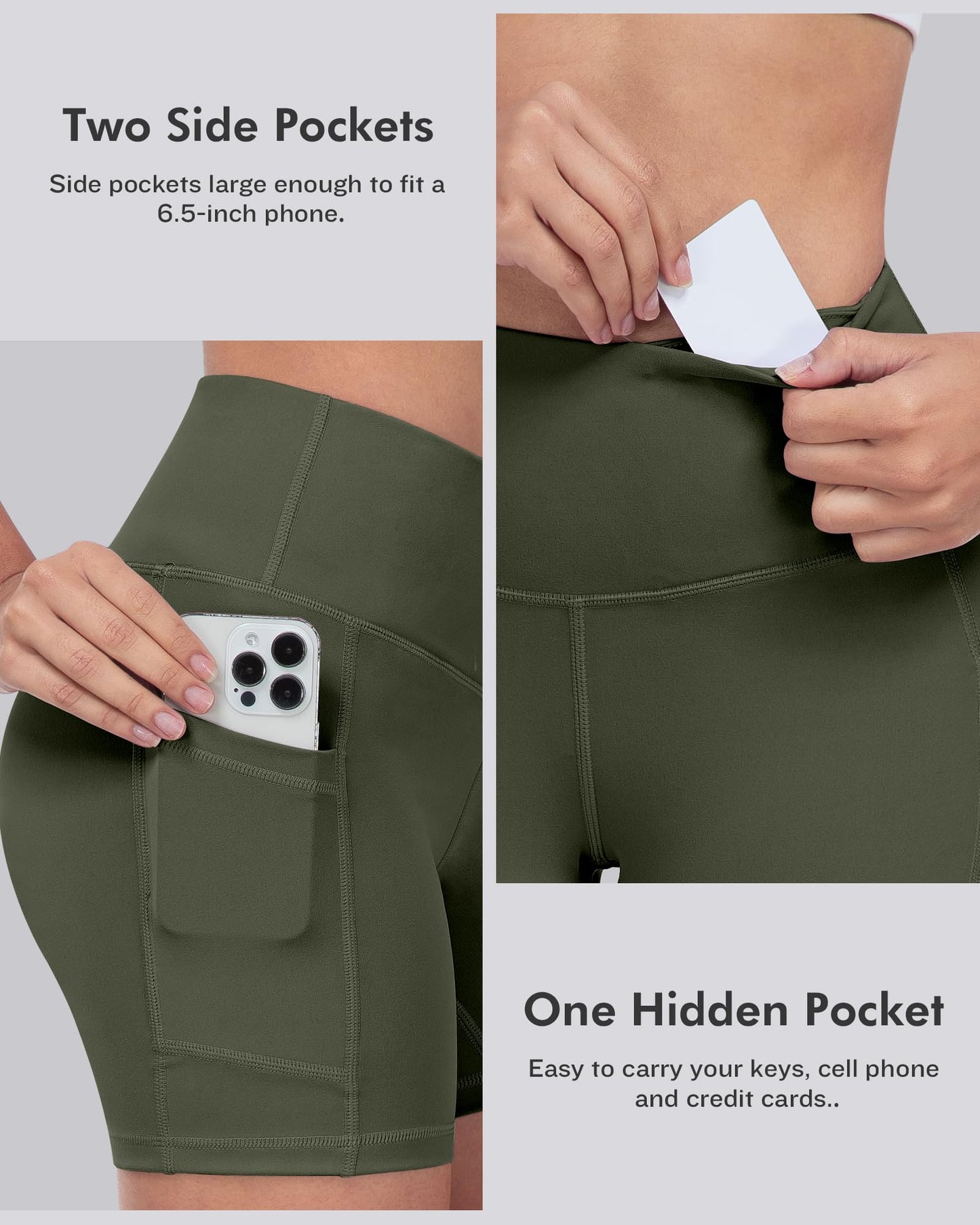 LZYVOO Biker Spandex Shorts Women, High Waisted Tummy Control Workout Yoga Shorts with Pockets(5" Black/Dgrey/Navy/Wine/JGreen-M)