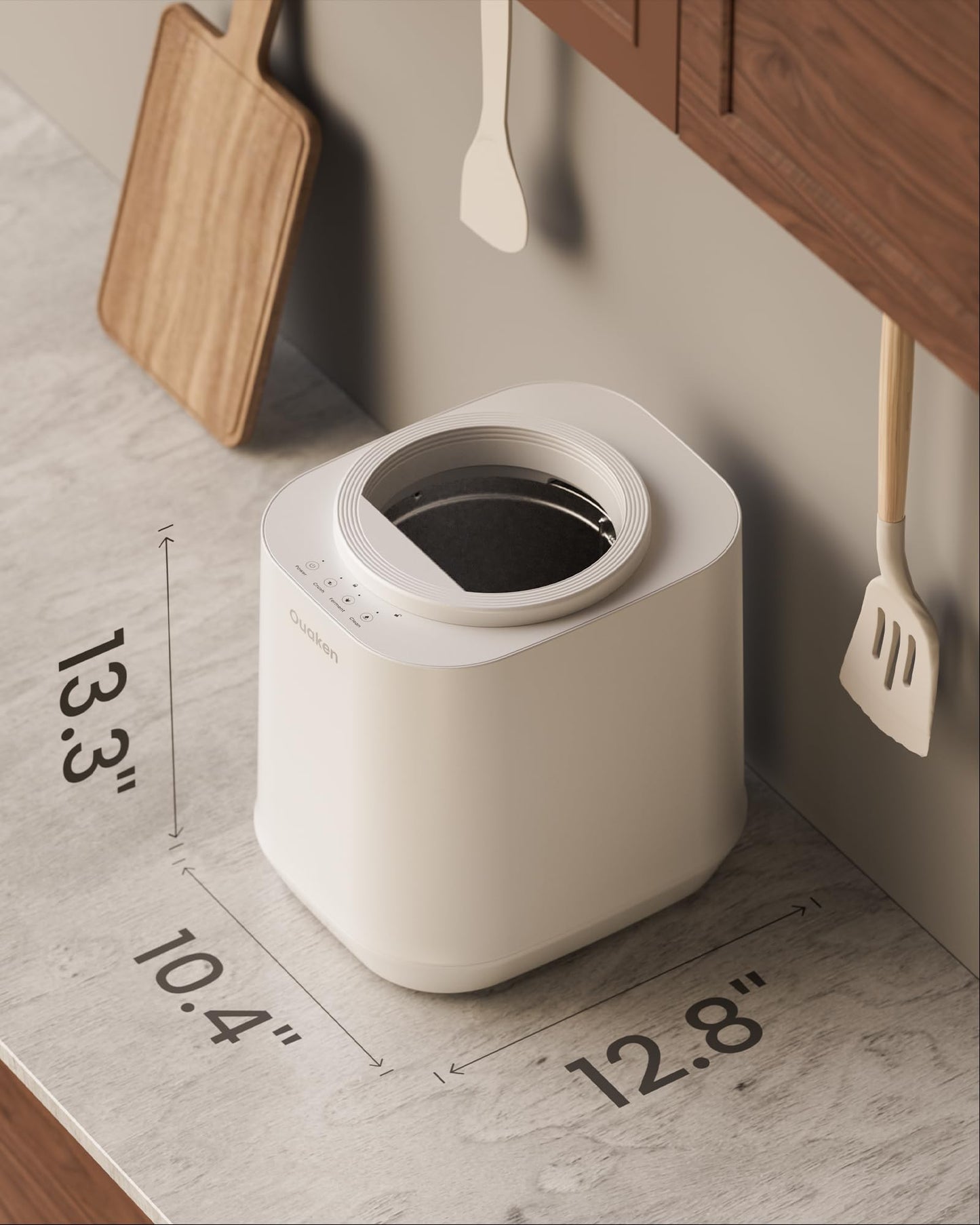 Ouaken Electric Composter for Kitchen, 4L Smart Countertop Compost Bin, Odorless | Low Noise | Auto-Cleaning | Turn Food Waste into Fertilizer Within 3 Hrs