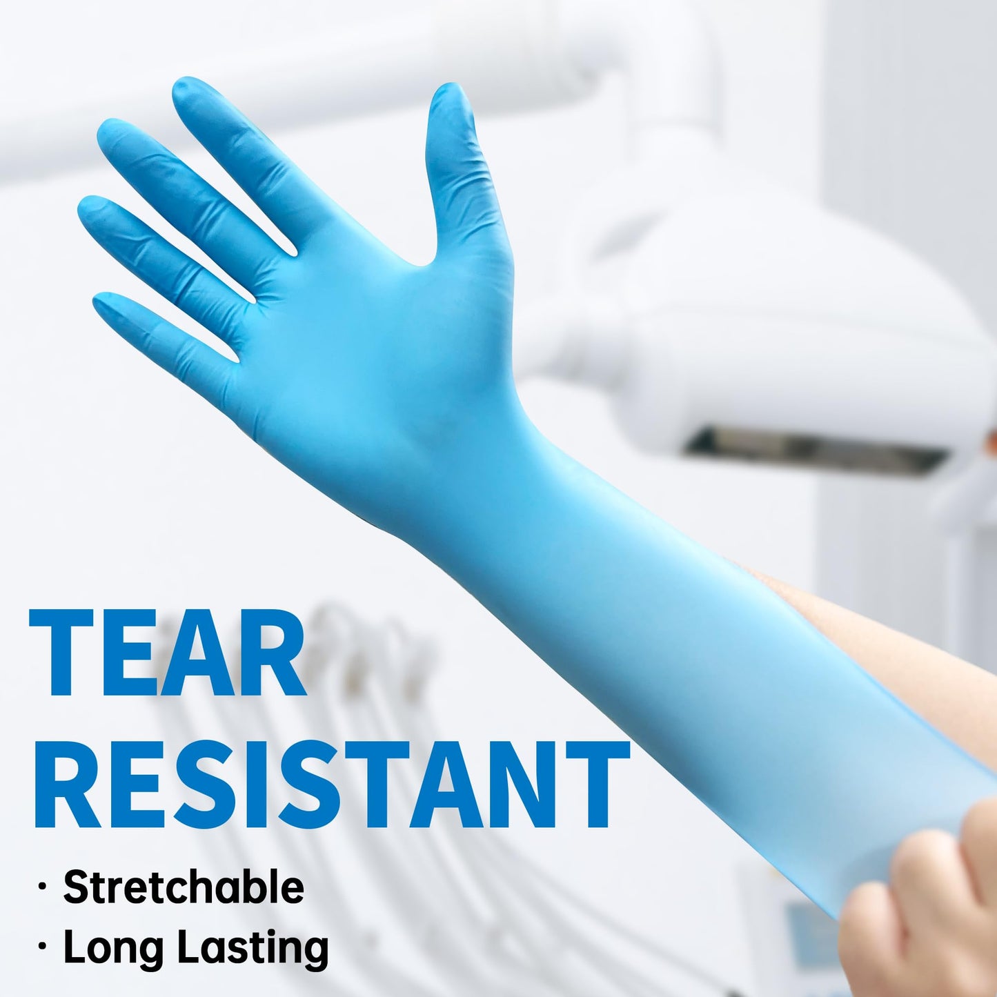 Medguy Powder-Free Nitrile Exam Gloves, 4.5 Mil, 100 Pcs Blue Disposable Latex-Free Food-Safe Medical Cleaning Cooking Gloves (Medium)