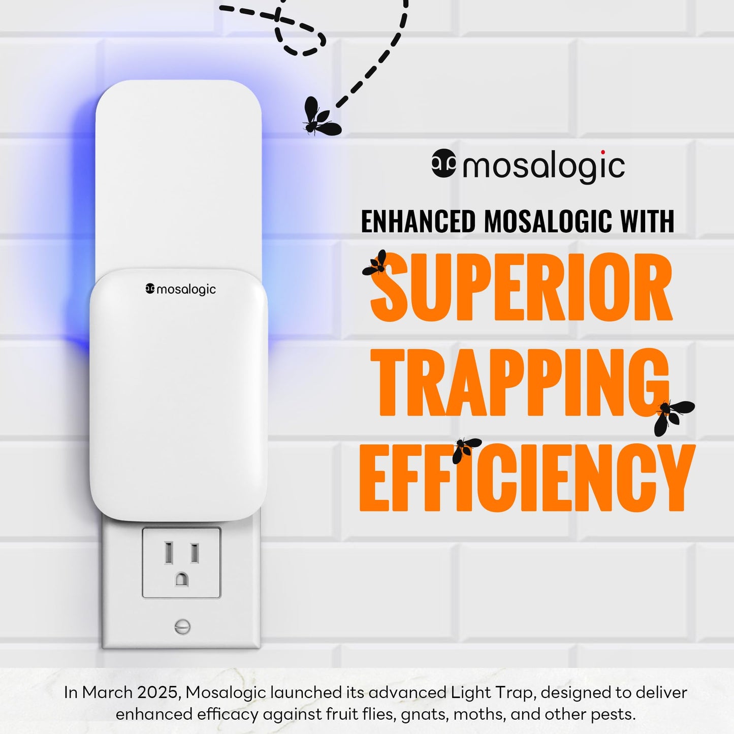 Mosalogic Fruit Fly Traps for Indoors Gnat Trap for House Indoor- 600 Sqft Protection Area UV Fly Insect Trapper for Fruit Flies,Gnat,Mosquito,and Other Flying Insect Plug in Bug Killer White