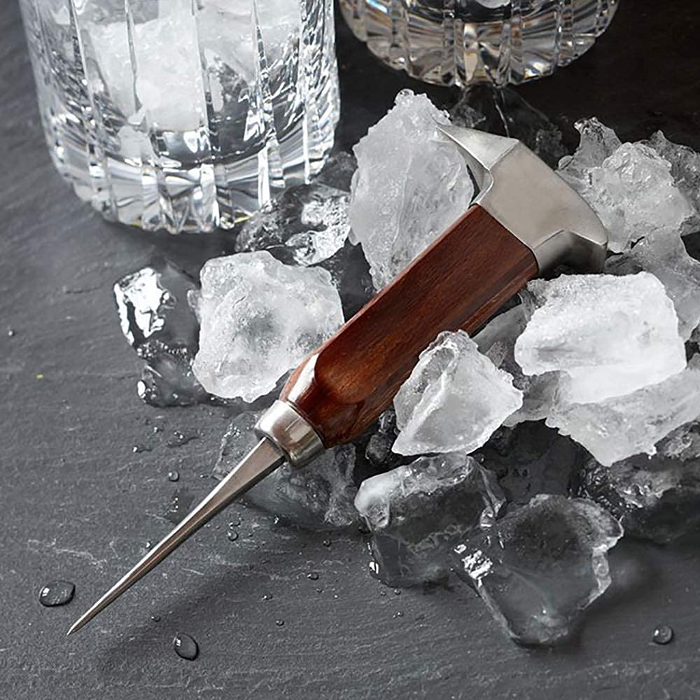 Ice Pick Stainless Steel, Ice Picks for Breaking Ice, Ice Pick with Wood Handle, Ice Picks for Kitchen, Bars, Bartender, Best Ice Carving Tools (short)