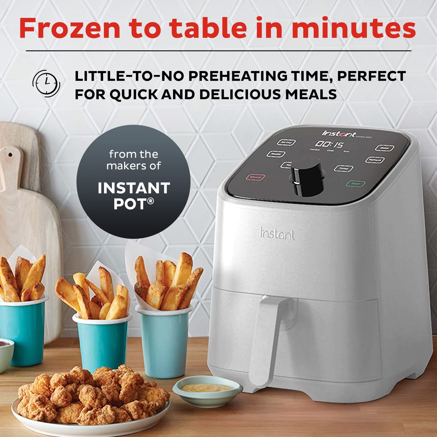 Instant Pot Vortex 2QT Mini Air Fryer,Small Air fryer that Crisps,Reheats, Bakes, Roasts for Quick Easy Meals,Includes over 100 In-App Recipes,is Dishwasher-Safe,from the Makers of Instant Pot, White