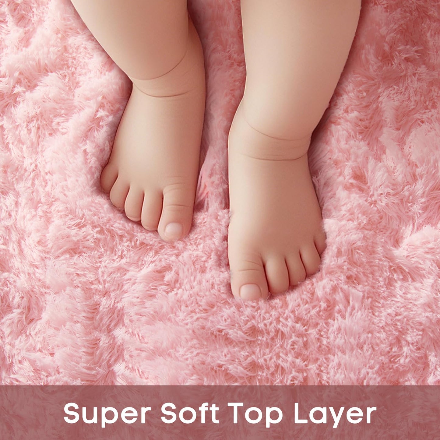 Ophanie Pink Round Rug for Bedroom Girls, Kids Fluffy Kawaii Fuzzy Furry Shag Area Rug, Cute Plush Soft Shaggy Bedside Circular Rugs 4Ft, Carpet for Teen Nursery Dorm Home Room Decor Aesthetic