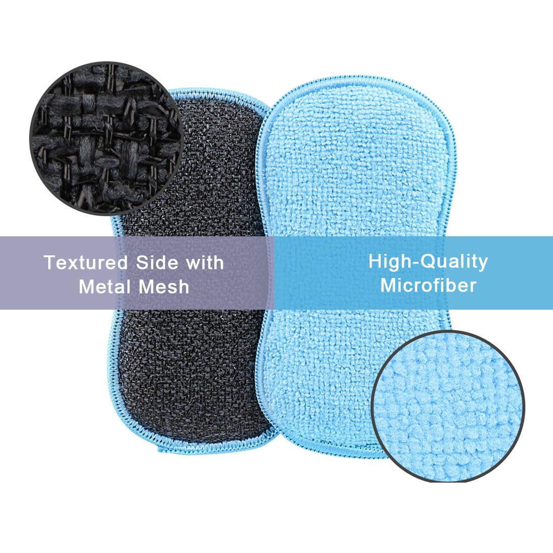 HOMEXCEL 12 Pack Multi-Purpose Scrub Sponges Kitchen, Dish Sponge, Non-Scratch Microfiber Sponge for Efficiently Cleaning Dishes, Pots, and Pans (Blue)
