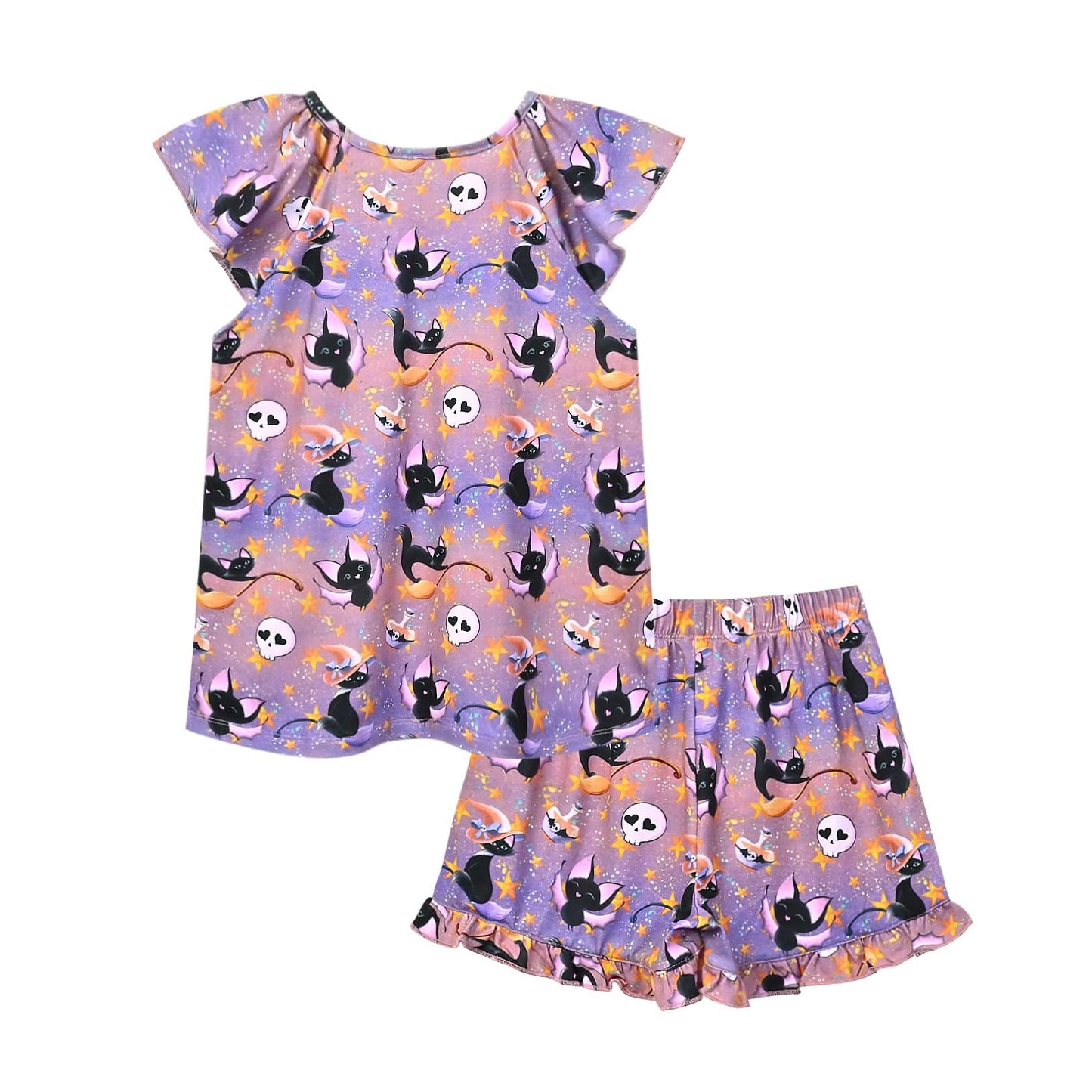 Perfashion sleeping sleepwear nightie Bunny jammies gowns Flutter Sleeve nightdress Hallowmas Costume Tie-dye Bats Ruffles flower Navy blue pyjamas pijamas de niñas Ruffles