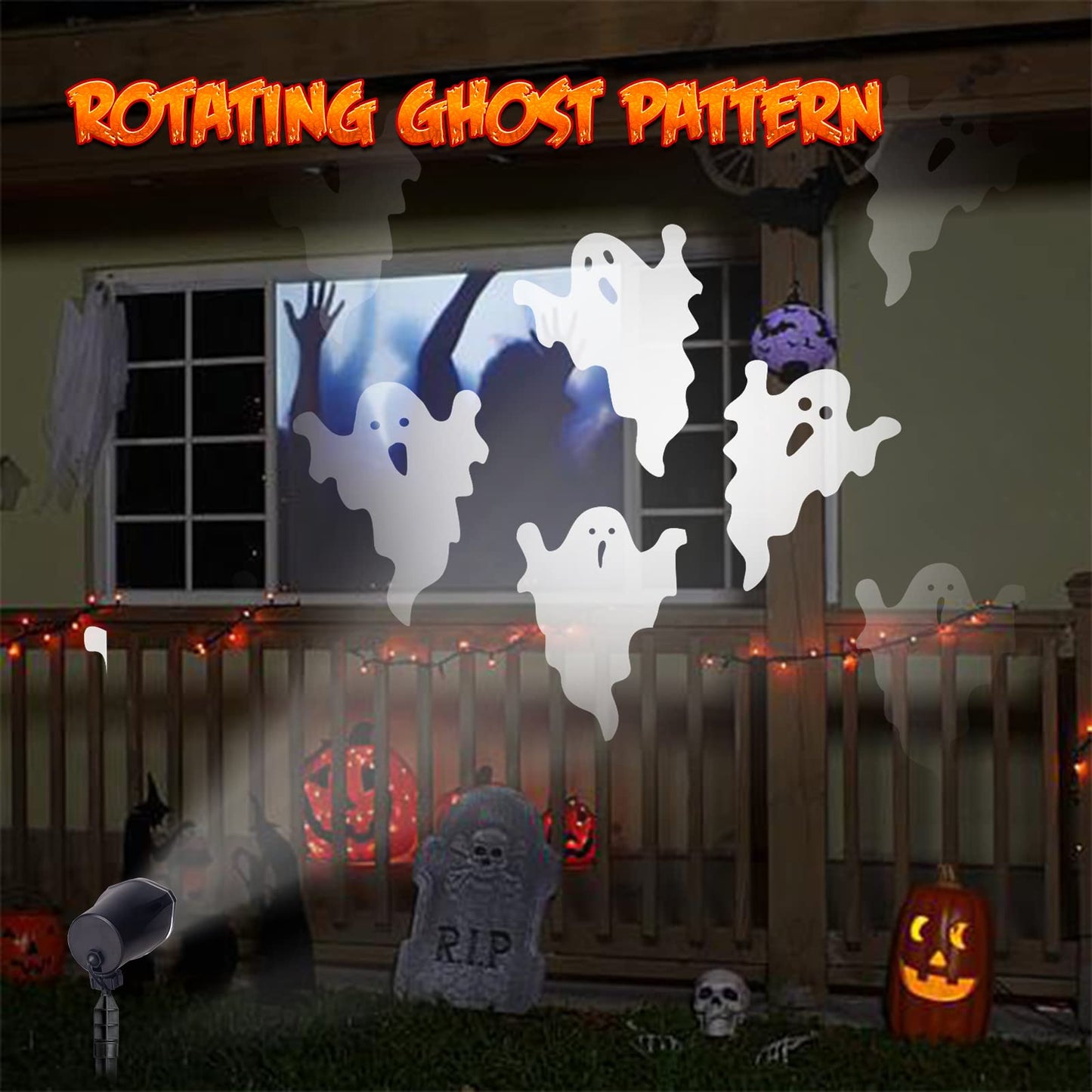 PEIDUO Halloween Projector Lights, Rotating Ghost Projector Halloween, Waterproof Outdoor Halloween Projector, Landscape, Yard, Patio, Garden, Party Decor
