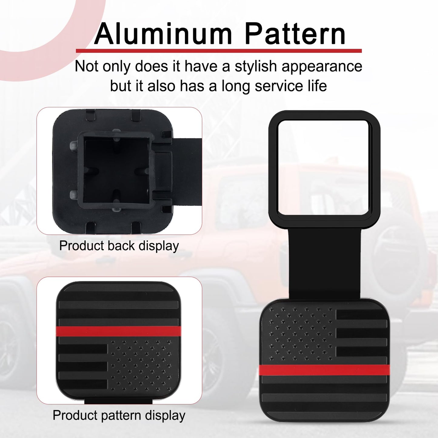 SINGARO 2 Inch Universal Flag Tow Hitch Covers, Trailer Hitch Cover Tube Plug Insert, Car Exterior Accessories, Receiver Tube Hitch Plug(American Flag-Red)