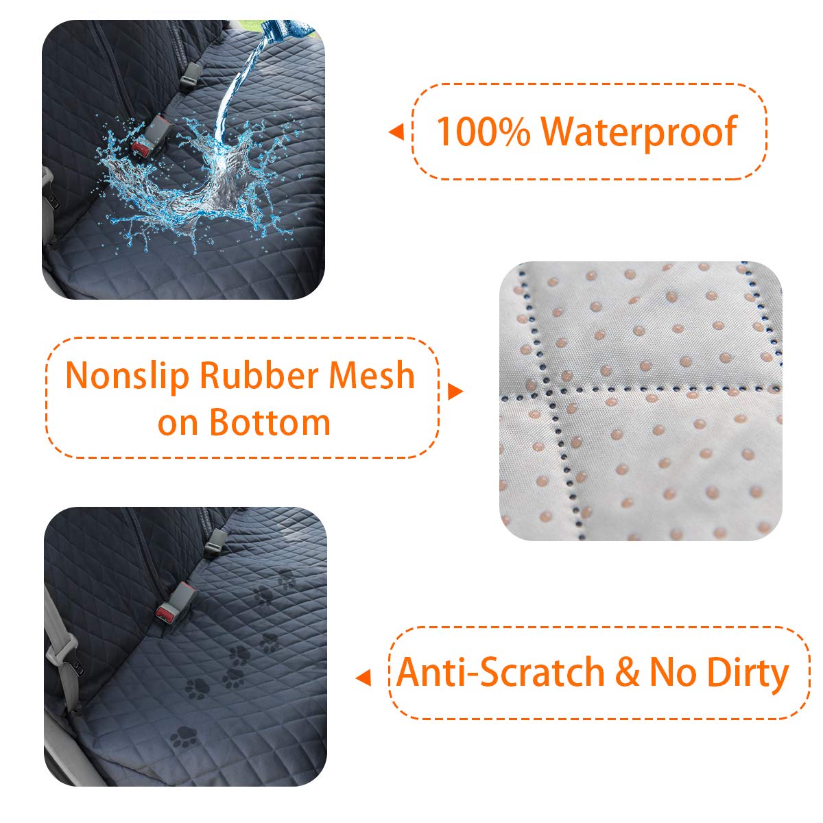 Honest Dog Car Seat Covers, Dog seat Cover with Side Flap for Cars, Trucks, and Suv's - Waterproof & Nonslip Pet Seat Cover for Backseat