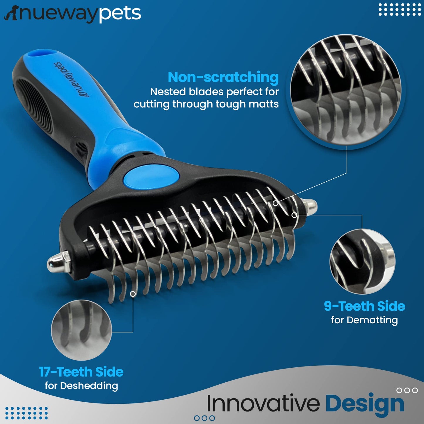 Reduce Shedding with The Original FureverBrush® by NuewayPets - Pro Undercoat Grooming Tool For Dogs | Deshedding and Dematting Tool