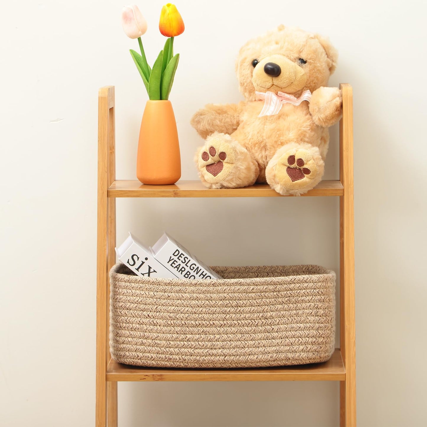 MiniArk Small Storage Baskets for Organizing | Closet Organizer Bins | Shelf Toy Basket | Woven Rope Baskets | Cube Decorative Box | Shallow Basket | 11.5x7.5x4.7” | 3 Packs Mixed Brown