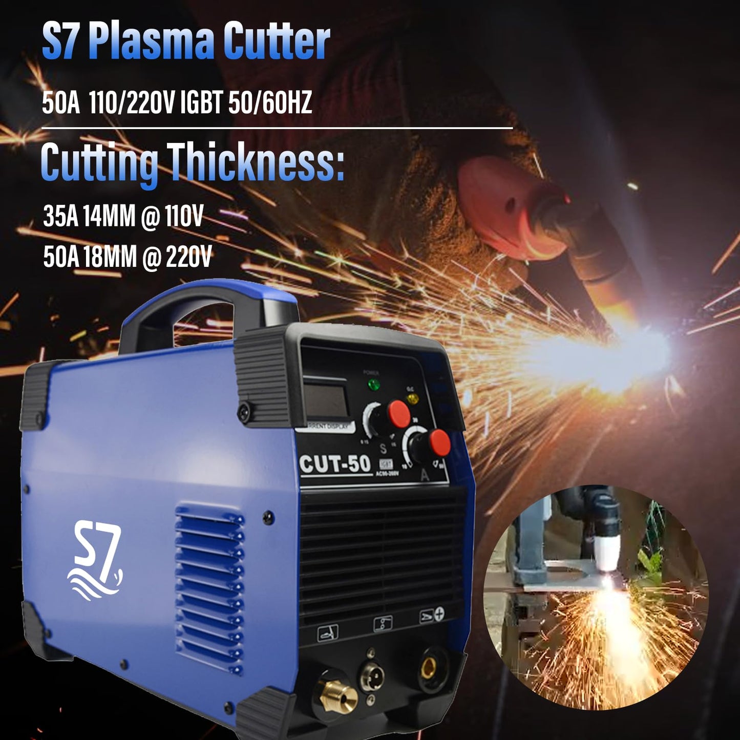 Plasma Cutter,CUT50 55Amp 110V/220V Dual Voltage IGBT Cutting Machine