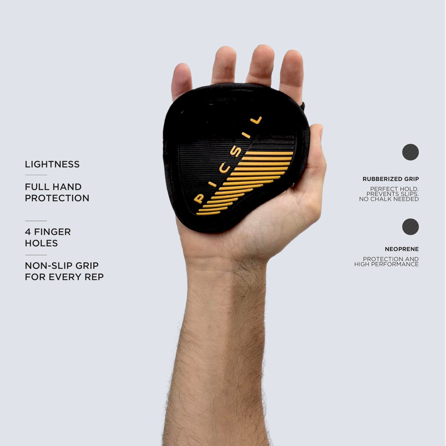 PICSIL - Fitness Grips Pads | Alternative to Gym Gloves | Strong Neoprene Grip for Weightlifting & Cross Training | Suitable for Men & Women | Design for Dumbbells and Pull Ups | One Size | Army