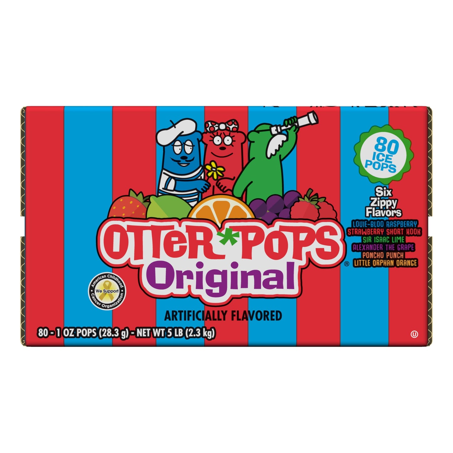 Otter Pops Freezer Bars, Ice Pops, Original Flavors (80ct - 1oz bars)