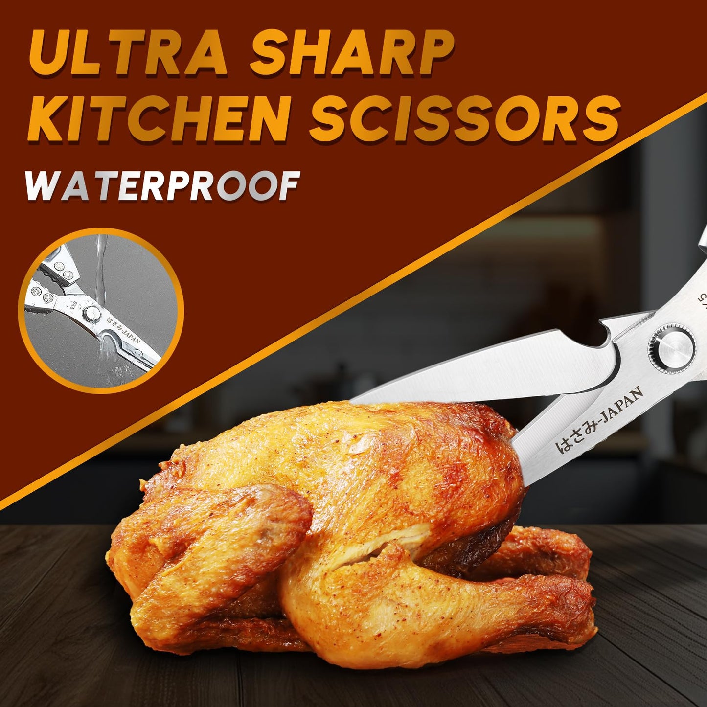 Huusk Kitchen Shears Set, Heavy Duty Poultry Shears, Japanese Kitchen Scissors for Meat, Chicken Bones, and Turkey