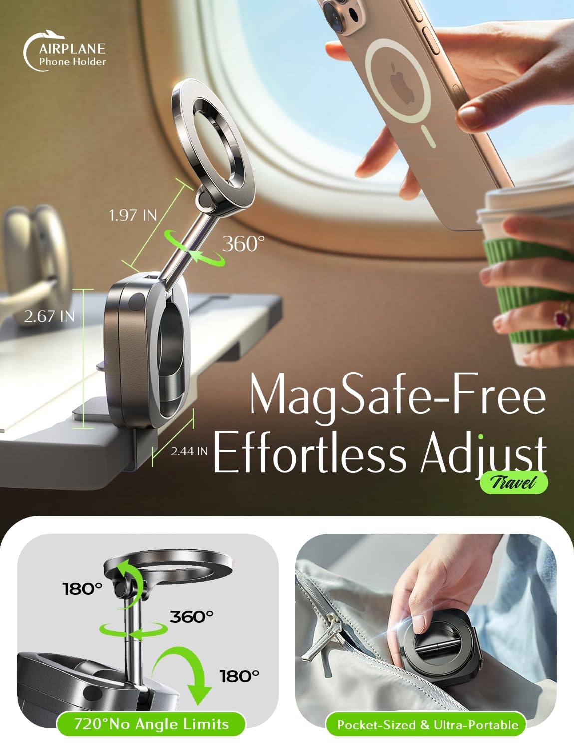 LISEN Airplane Gadgets Travel Europe Vacation Essentials Phone Holder Long Flight Must Have Toddler Mini Travels Essentials Kids Women for iPhone 17 MagSafe Travel Accessories Cruise Essentials