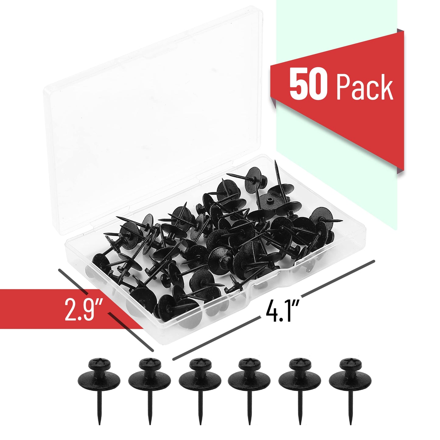 Mr. Pen- Double Headed Picture Hanging Nails, 50 Pack, Black, Push Pins for Wall