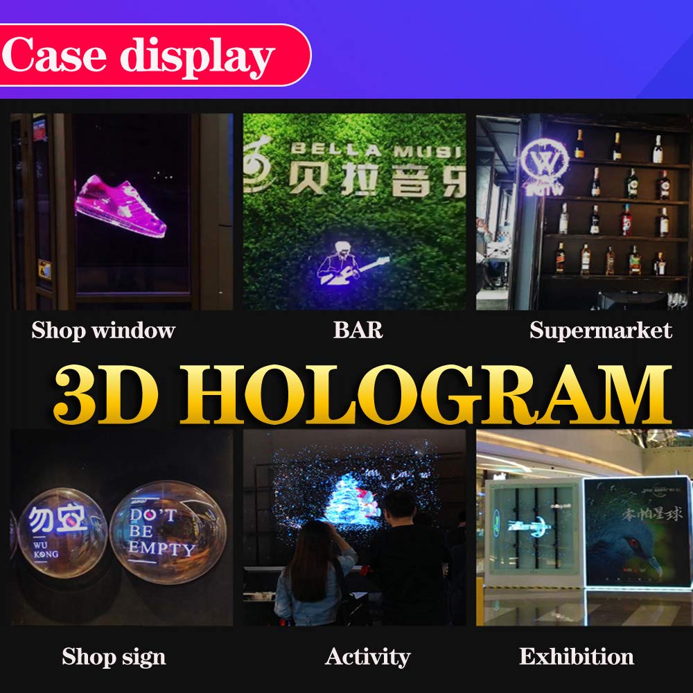3D Hologram Fan, 42CM 3D Hologram Projector HD LED Holographic Christmas Tree Advertising Display with Remote and Bluetooth and WiFi,1500 Video Library and for Business,Bar,Halloween Missyou 16.5 Inch