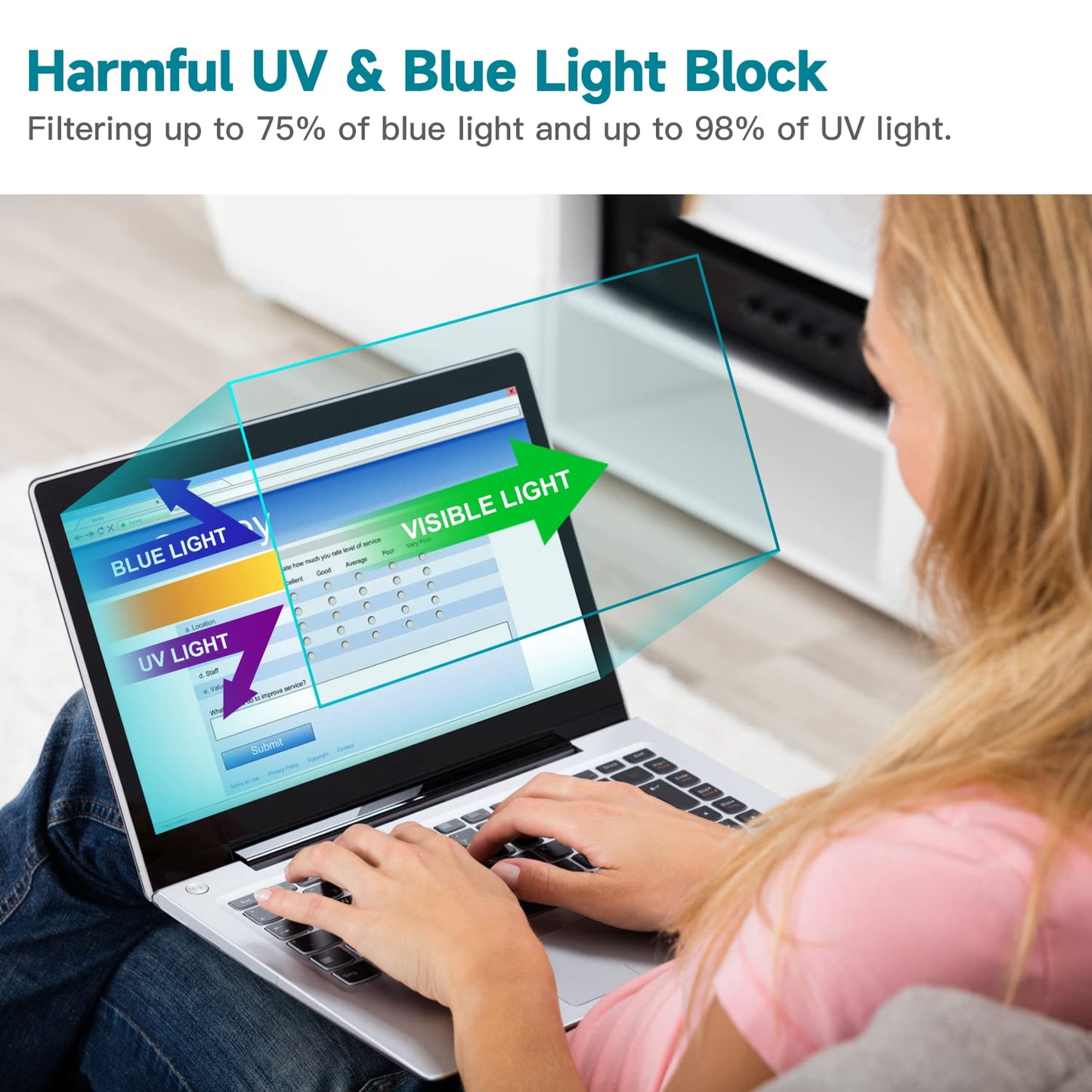 2 Pack 16 Inch Anti Blue Light Screen Protector for Lenovo/Dell/HP/ASUS/LG, Reduce Eye Strain Anti Glare Blue Light Blocking Screen Protector for 16’’ with 1920x1200 Resolution Laptop