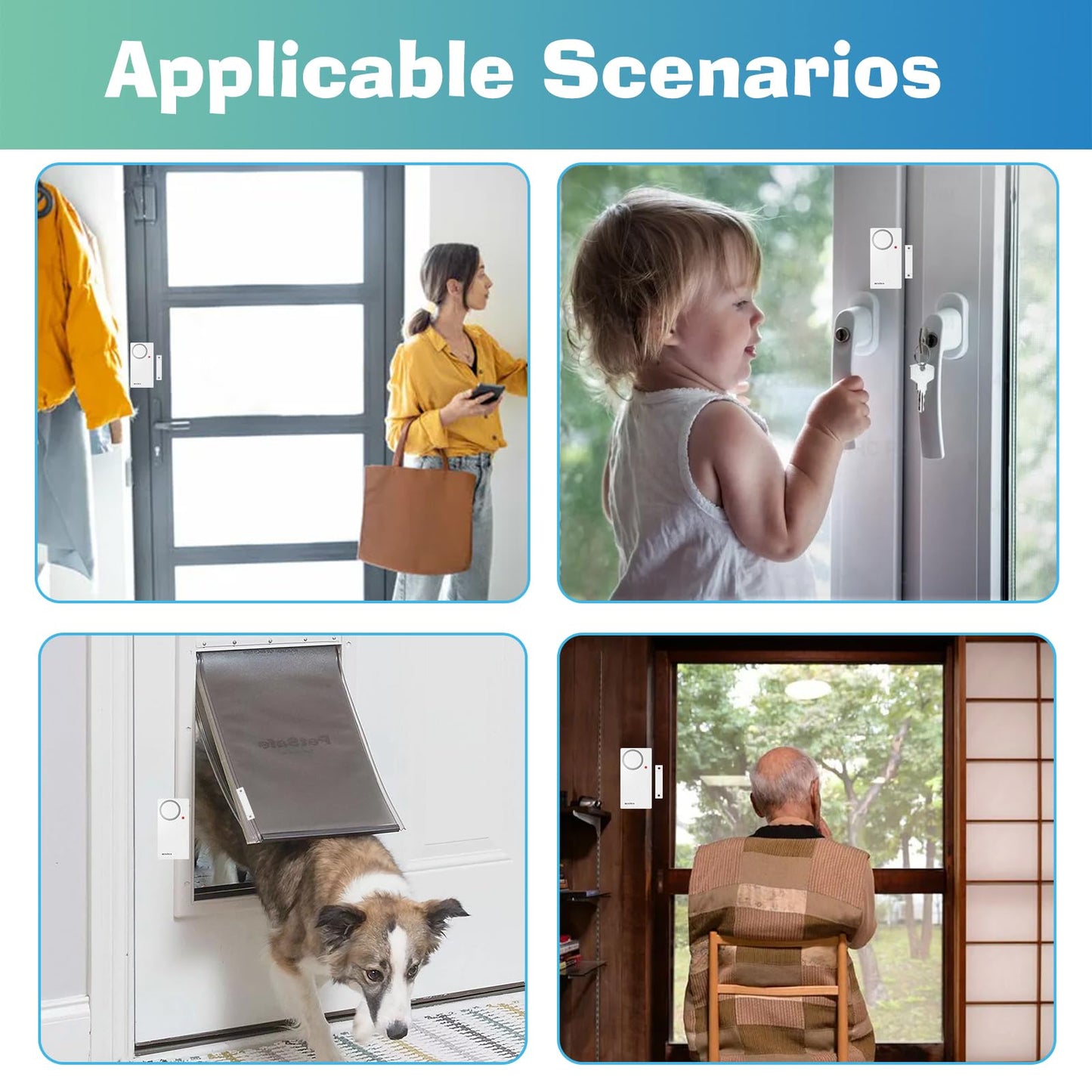 HENDUN Wireless Remote Door Alarm When Opened, Windows Open Alarms, Magnetic Security Sensor, Pool Safety for Kids, Alzheimer's Care
