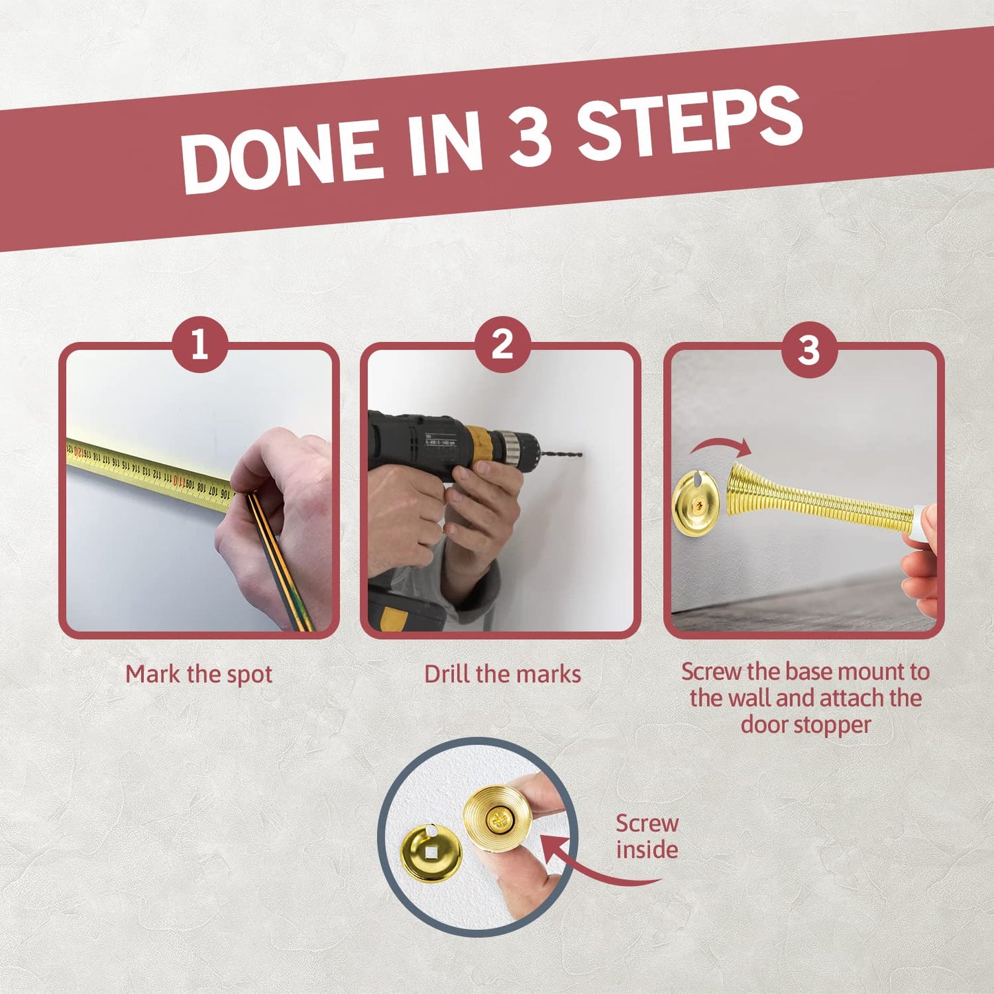 Jack N’ Drill 15 Pack Spring Door Stoppers for Bottom of Door, Child & Pet Friendly, 3.1" Heavy Duty Oil-Rubbed Bronze Door Stop for Wall Protection, Doorstops for Inside Door with Rubber Bumper