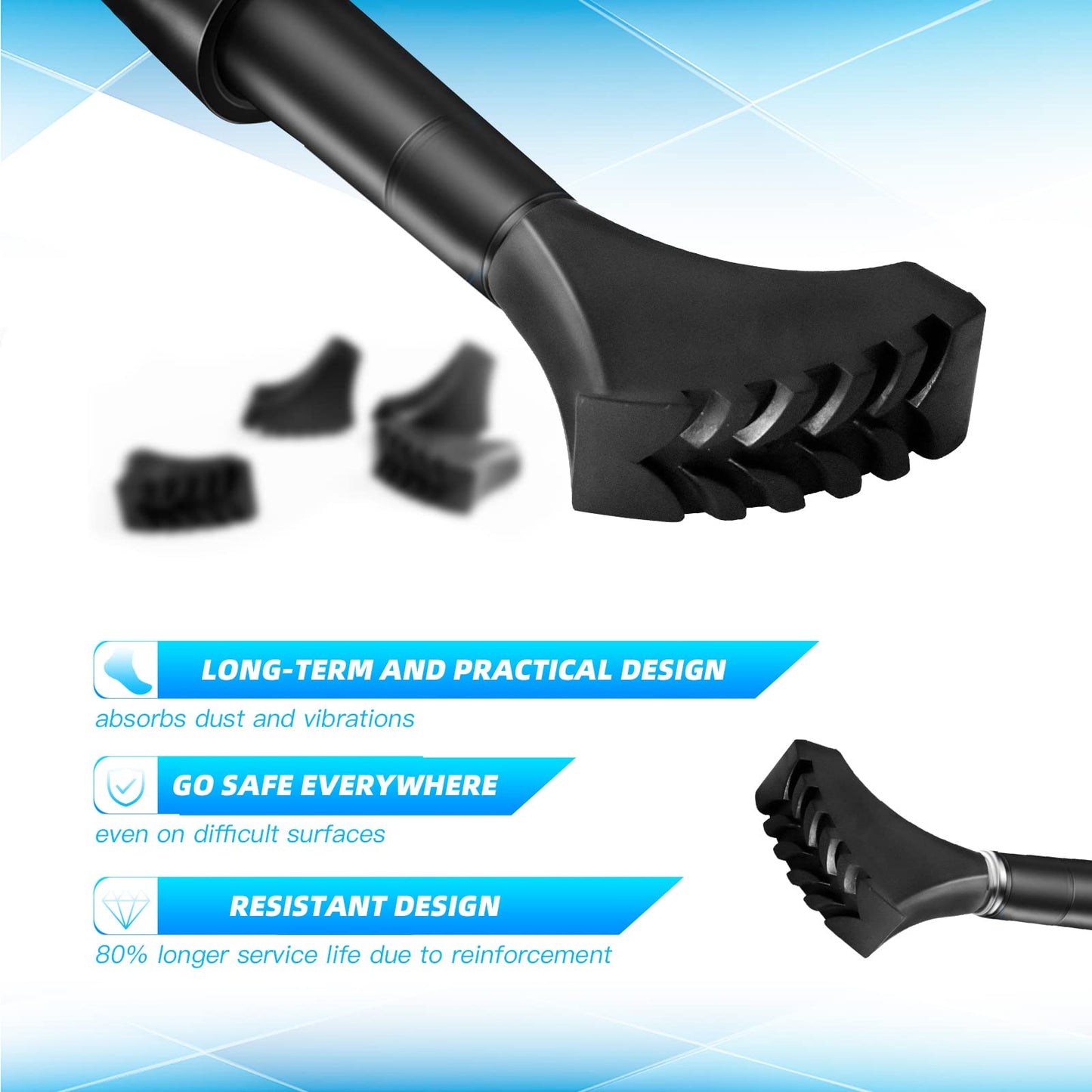 6 Pack Hiking Walking Sticks Rubber Tips, Replacement Tips Protectors for Trekking Poles, Fits Most Standard Hiking, Trekking, Walking Poles (Shoe Shape Tips)
